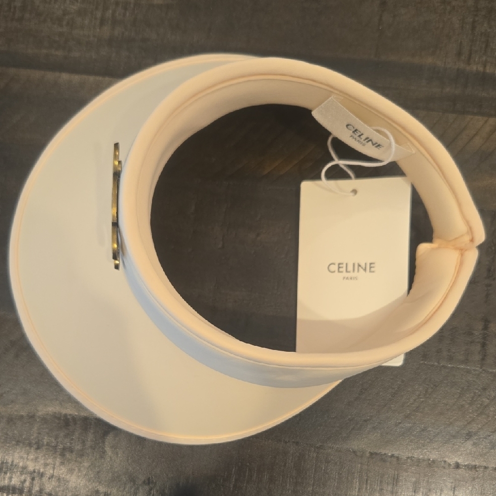 Celine Cream Visor with Gold Triomphe Plaque - Picture 8 of 8